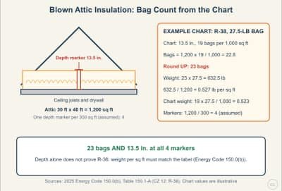 Lesson diagram: Blown-In Attic Insulation: R-Value, Weight and Bag Count