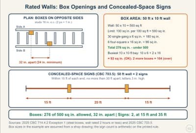 Lesson diagram: Rated Walls: Box Openings and Concealed-Space Signs