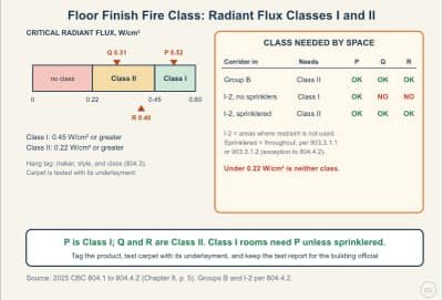 Diagrama de la lección: Floor Finish Fire Class: Radiant Flux Classes and Where They Apply