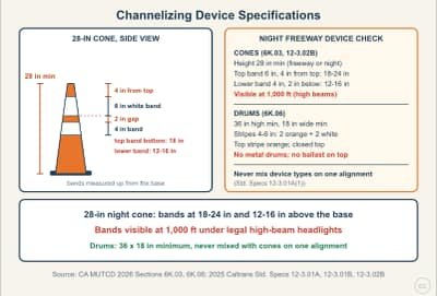 Diagrama de la lección: Cone, Drum and Channelizing Device Specifications