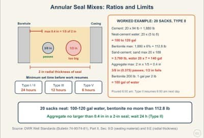 Lesson diagram: Annular Seal Mixes: Ratios, Additives, and Set Times